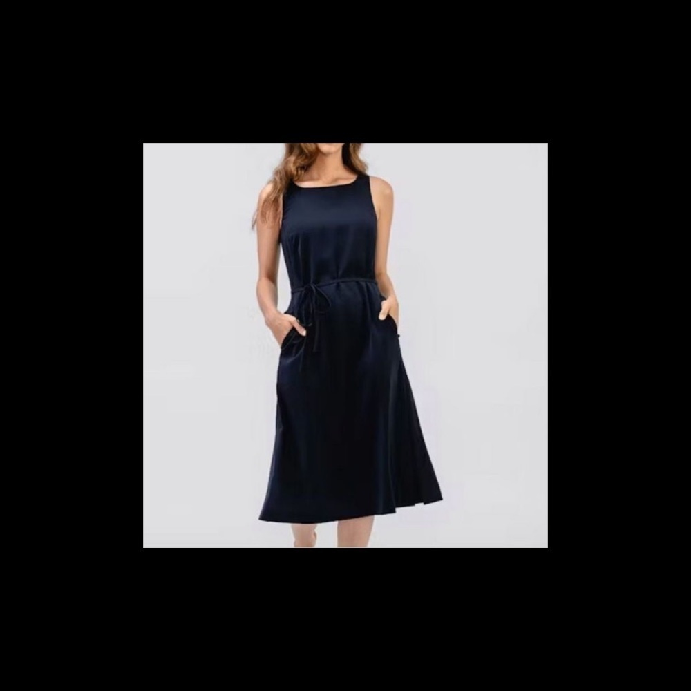 NWT Ministry Of Supply Blue Black Kinetic Sheath Midi Sleeveless Dress Medium - Picture 8 of 8